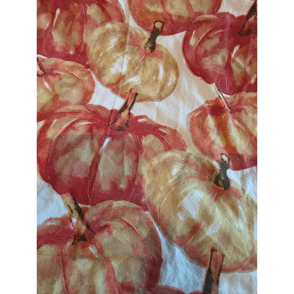 Autumn Pumpkin Print Cotton Tea Towel Fall Harvest Kitchen Decor Orange Red